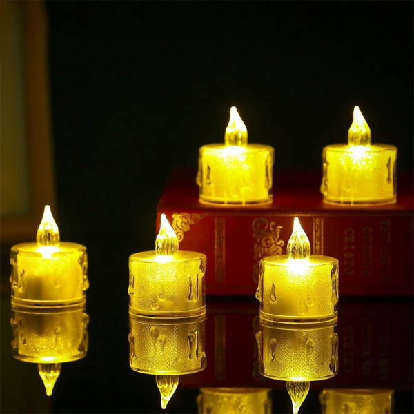 Velas electrónicas chicas, luz amarilla